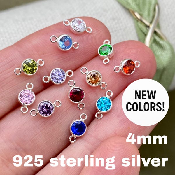 Nieuwe luxe kleuren 4 mm sterlingzilveren geboortesteen CONNECTOR - AAA-ronde ring van topkwaliteit - groothandel permanente sieradenlevering - VS B41S
