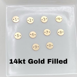 Number Connector - 6mm 14kt Gold Filled Number Connectors for Bracelet - Number Charm Disk Link - Permanent Jewelry Supplies Wholesale L36