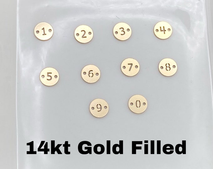 Number Connector - 6mm 14kt Gold Filled Number Connectors for Bracelet - Number Charm Disk Link - Permanent Jewelry Supplies Wholesale L36
