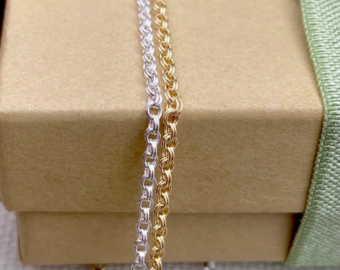 Double Cable Chain - Chain by the Foot - 14kt Gold Filled or Sterling Silver 1.8 mm Round Cable - Unique Permanent Jewelry Chain - USA C17