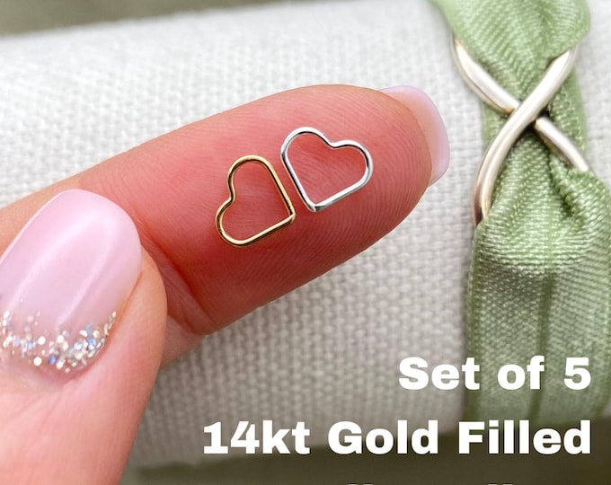 Mini Heart Connectors 7.3mm - 5 Pack - Heart Connectors for Permanent Jewelry - Tiny Heart Charms - F41