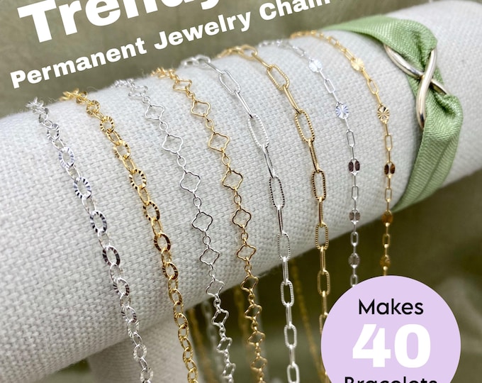 Permanent Jewelry Chain Starter Pack - The Trendy Pack - Fun Unique Chains to Start Your Permanent Jewelry Business - Beginner Friendly S15