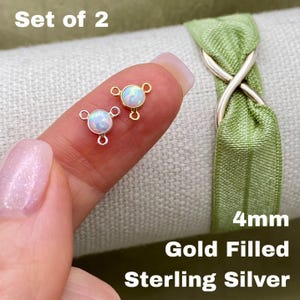 White Opal Hand Chain Connectors - Pack of 2 - 10 - 2 - 6 White Opal Connectors 4mm - 14kt gold filled & Sterling Silver - USA Made B47