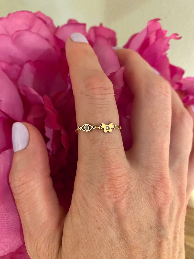 Set med 2 x Fjärilskopplingar - TINY 14kt guldfylld eller sterlingsilverfjäril för permanenta smycken - CZ Charm Permanent Jewelry L3 bild 3