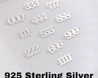 Angel Number Connectors - 4mm Sterling Silver Angel Number for Bracelet - 1111 Number Link for Chain - Wholesale Bulk Permanent Jewelry L34