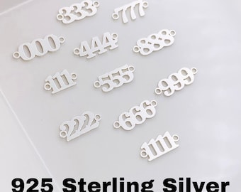 Connecteurs pour nombres angéliques - Chiffre angélique en argent sterling de 4 mm pour bracelet - 1111 maillons numériques pour chaîne - Vente en gros de bijoux permanents en vrac