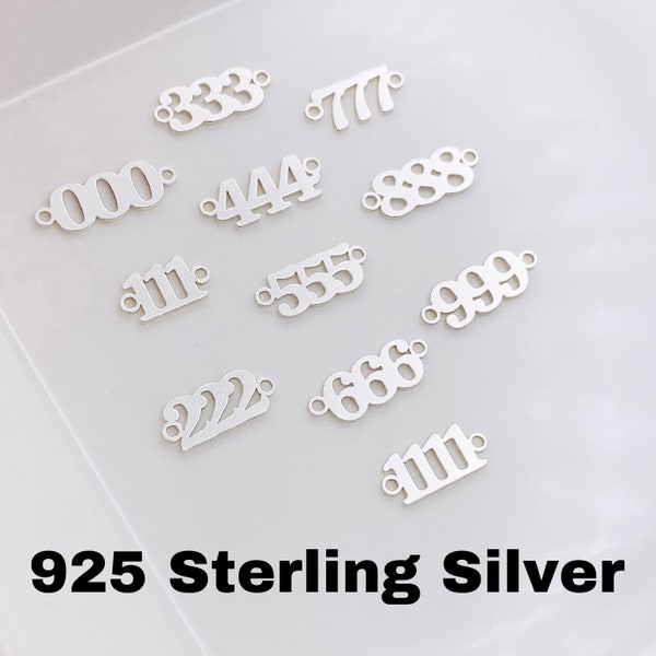 Angel Number Connectors - 4mm Sterling Silver Angel Number for Bracelet - 1111 Number Link for Chain - Wholesale Bulk Permanent Jewelry