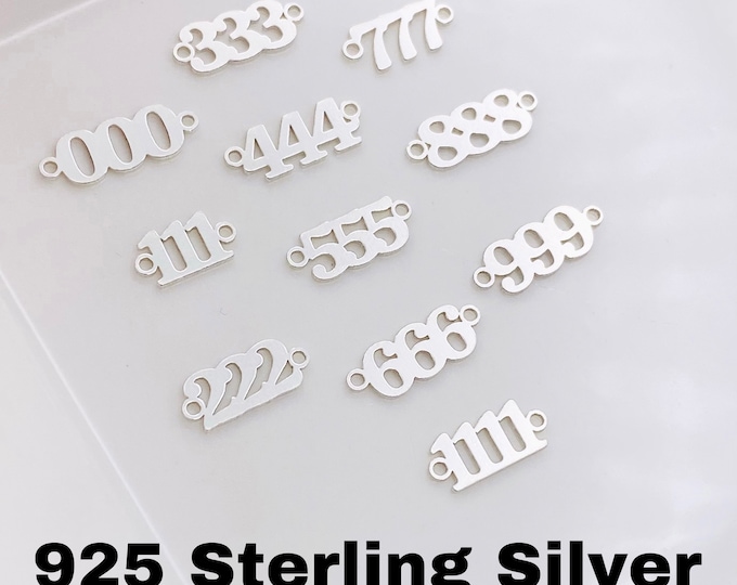 Angel Number Connectors - 4mm Sterling Silver Angel Number for Bracelet - 1111 Number Link for Chain - Wholesale Bulk Permanent Jewelry L34
