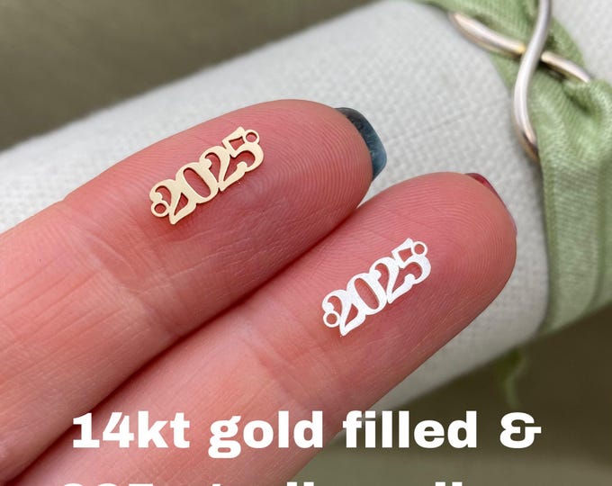 2024 - 2025 Connector - Tiny 14Kt Gold Filled or Sterling Silver Connector - Graduation Link Bracelet Necklace Permanent Jewelry Supply L32