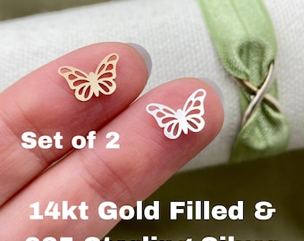 Set of 2 x Butterfly Connectors 14Kt Gold Filled or Sterling Silver - Link for Bracelet or Necklace - Permanent Jewelry Supply - L46