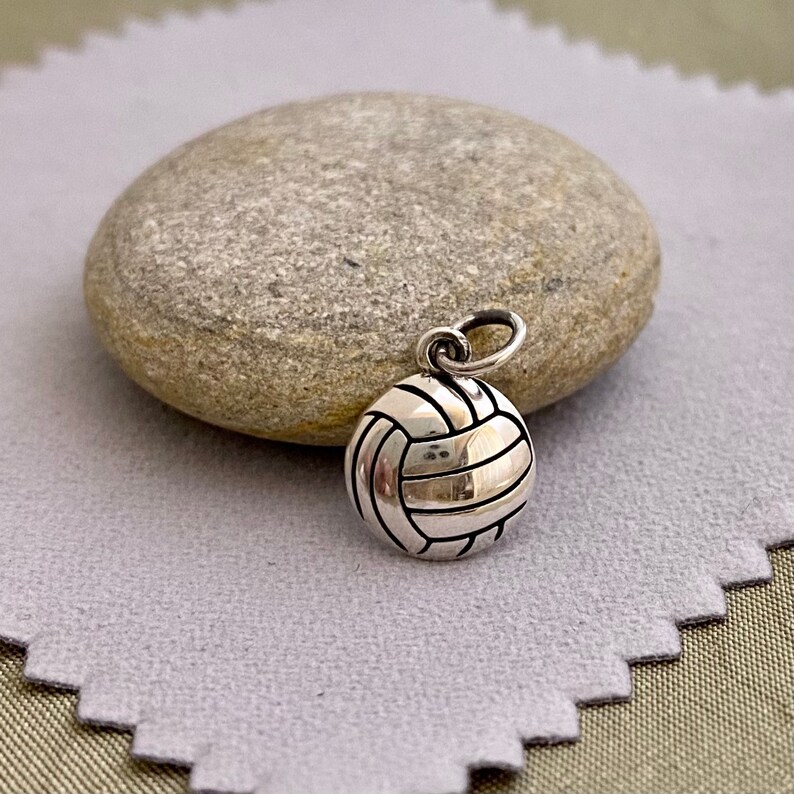 Volleyball Charm 10mm Sterling Silver Ball Sports Charm Etsy