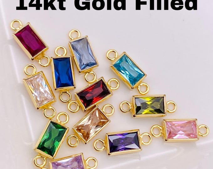 Luxe Baguette Rectangle Birthstone Connectors - Gold Filled - B42G - Luxe Colors