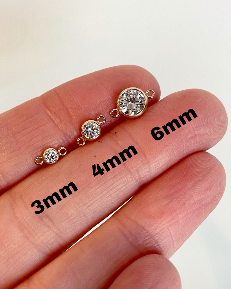 4mm Sterling Silver Birthstone CONNECTOR You Choose Mix & Match Top Quality AAA Cz Bezel Wholesale Permanent Jewelry Supply USA Made image 5