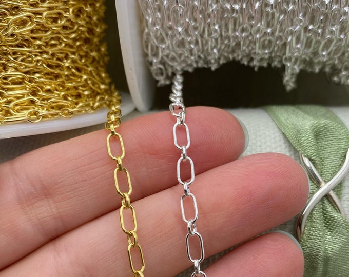 The Big One 14kt Gold Filled or Sterling Silver 3.2 mm Chunky Long & Short - Chain by the Foot - Bold Thick Permanent Jewelry Chain - USA C1