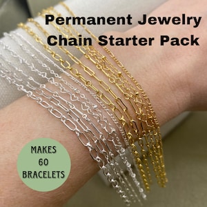 Permanent Jewelry Chain Starter Pack - The FAVORITES Kit - 12 Chains for Welding - 925 Sterling Silver, 14kt Gold Filled Bulk Jewelry Supply