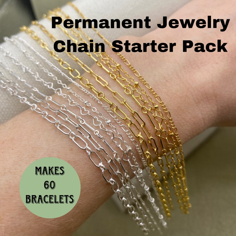 Permanent Jewelry Chain Starter Pack The FAVORITES Kit 12 Chains for Welding 925 Sterling Silver, 14kt Gold Filled Bulk Jewelry Supply zdjęcie 1