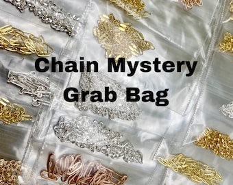 Permanent Jewelry Chain Mystery Bag - Sampler - 10 Random Chains equal to or greater than 7 Inches each - Sterling Silver, 14kt Gold Filled
