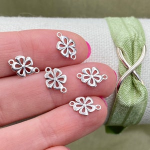 Set of 5 x Sterling Silver Tiny Flower Connectors for Permanent Jewelry - 925 Sterling Silver 12mm flower link - Wholesale Bulk Supplies F16