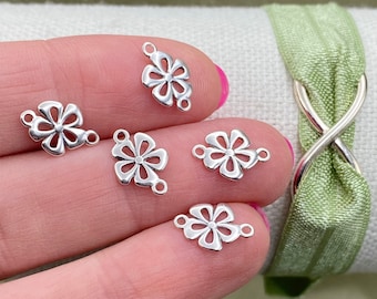 Set of 5 x Sterling Silver Tiny Flower Connectors for Permanent Jewelry - 925 Sterling Silver 12mm flower link - Wholesale Bulk Supplies F16