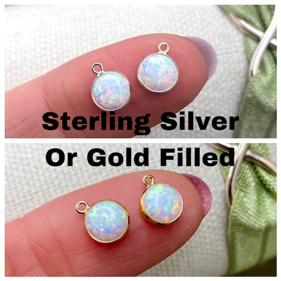 Set of 2 X Opal 14kt Gold Filled or Sterling Silver Synthetic Opal CHARMS 6mm Glitter Sparkle Bezel Wholesale Permanent Jewelry Supply B25 Etsy Canada