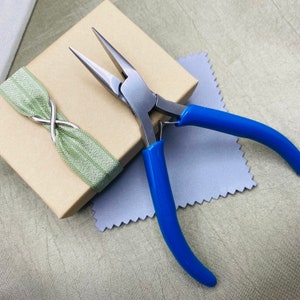 Chain Nose Pliers - Permanent Jewelry Pliers - Fine Tip Slimline Chain-Nose Pliers - Tools for Jewelry Making - Blue or Black Handles T1