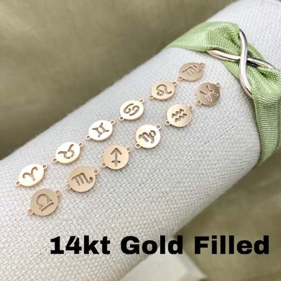 Zodiac Connectors 14kt Gold Filled - Astrology Link - Star Sign Connector Link for Bracelet Permanent Jewelry - Wholesale L35