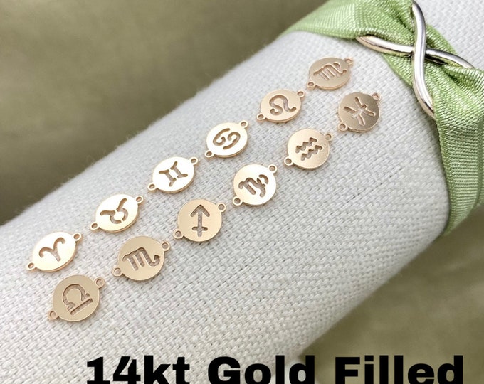 Zodiac Connectors 14kt Gold Filled - Astrology Link - Star Sign Connector Link for Bracelet Permanent Jewelry - Wholesale L35