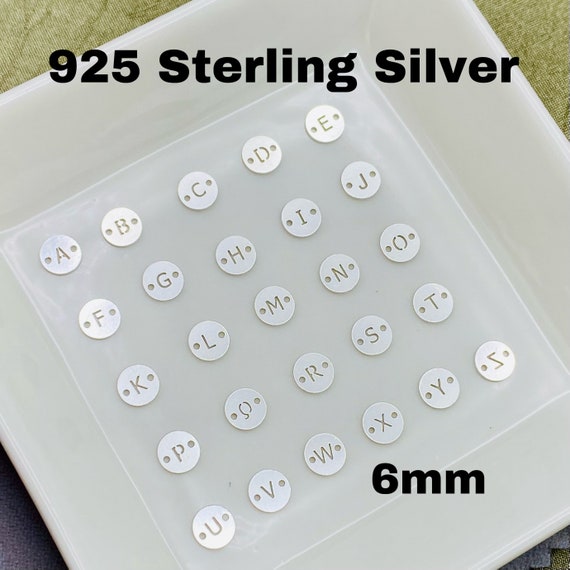 Round Letter Connectors - 6mm Sterling Silver Alphabet Connectors for Bracelet - Initial Charm - Permanent Jewelry Supplies Wholesale L33