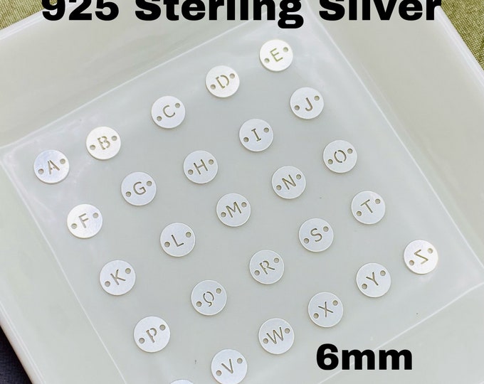 Letter Connectors - 6mm Sterling Silver Alphabet Connectors for Bracelet - Initial Charm Disk - Permanent Jewelry Supplies Wholesale L33