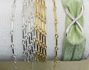 Link & Bar Chain - Chain by the Foot - Sterling Silver or 14kt Gold Filled 0.9mm - Bracelet or Necklace Chain for Permanent Jewelry - USA C7