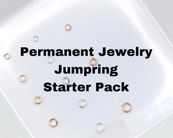 Permanent Jewelry Jumpring Starter Pack - Sterling Silver, 14kt Gold Filled, 14kt Rose Gold filled Jumprings for Welding - 22 & 24 gauge