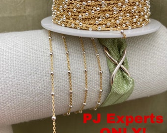 Smaller Mixed Metal 2mm bead Chain 14kt Gold Filled & Sterling Silver Two Tone Chain - Permanent Jewelry - 26 Gauge EXPERTS ONLY - C20