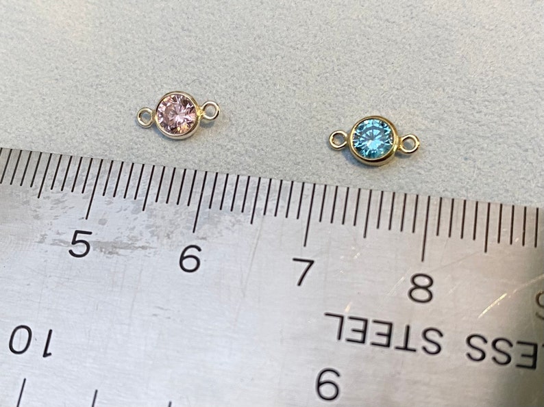 4mm Sterling Silver Birthstone CONNECTOR You Choose Mix & Match Top Quality AAA Cz Bezel Wholesale Permanent Jewelry Supply USA Made image 6