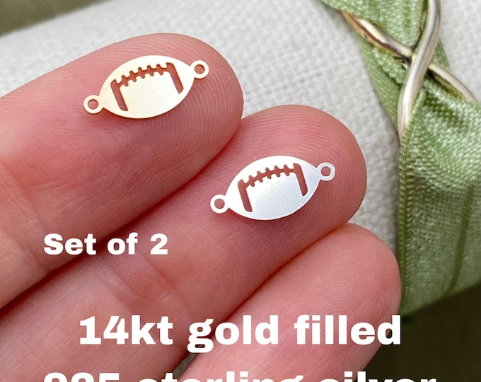 Football Connectors - 2 Pack -  14kt Gold Filled and 925 Sterling Silver Permanent Jewelry Connectors - L41