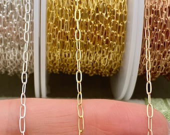 Little Paperclip Chain by the Foot - Sterling Silver, 14kt Gold Filled, Rose Gold Filled Paperclip chain 1.7x4.7mm - Permanent Jewelry C9
