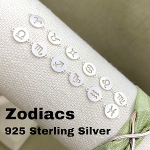Łączniki Zodiaku 925 Srebro Sterling - Łącznik Astrologii - Łącznik Znaku Zodiakalnego do Bransoletki Biżuteria Stała - Hurtownia L35