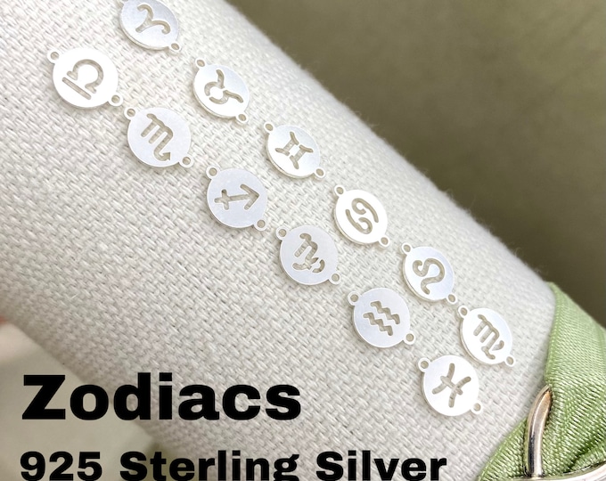 Zodiac Connectors 925 Sterling Silver - Astrology Link - Star Sign Connector Link for Bracelet Permanent Jewelry - Wholesale L35