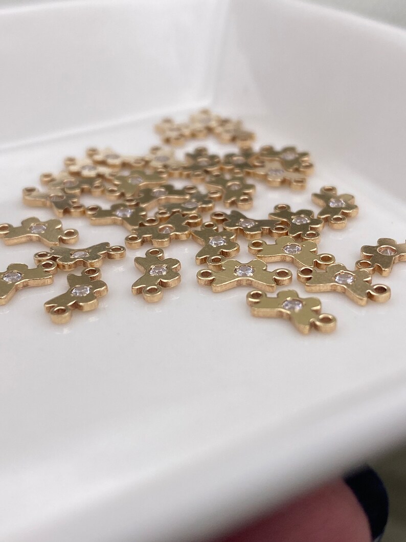 Set med 2 x Fjärilskopplingar - TINY 14kt guldfylld eller sterlingsilverfjäril för permanenta smycken - CZ Charm Permanent Jewelry L3 bild 5