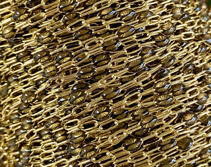 Smoky Espresso Enamel Chain - Chain by the Foot - 14kt Gold Filled Sterling Silver Colorful Chain Permanent Jewelry - Sunburst Chain E28