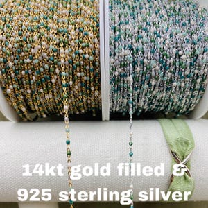 Glacier Premium Enamel Colors - Chain by the Foot - 14kt Gold Filled or Sterling Silver Enamel Chain - Permanent Jewelry Dot Enamel E24