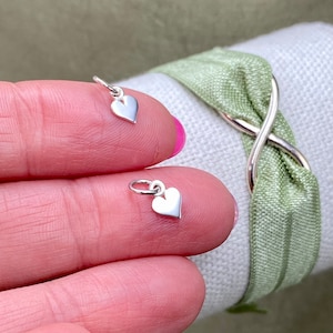 Set of 2 x 925 Sterling Silver Tiny Heart Charms Drops for Earring Bracelet or Necklace Valentines Day Love Charm - Wholesale Jewelry Supply