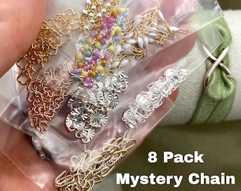 Permanent Jewelry Chain Mystery Bag - Sampler 8 Random Chains equal to or greater than 7 Inch each - Sterling Silver 14kt Gold Filled S5