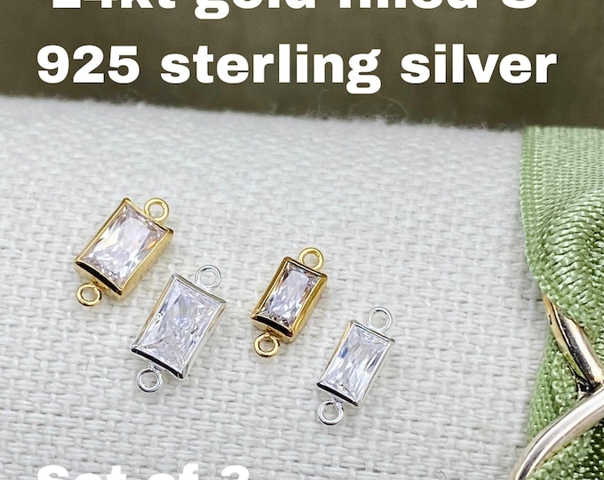 Rectangle Baguette Connectors 5mm & 6mm - 3 Pack - B42 B43 - Permanent Jewelry Supplies