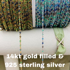 Ocean Premium Enamel Colors - Chain by the Foot - 14kt Gold Filled or Sterling Silver Enamel Chain -Permanent Jewelry - Dot Enamel E21