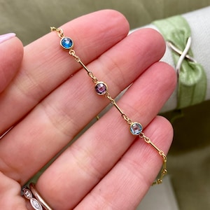 10k Yellow Gold Mix-and-Match Birthstone Infinity Ring - Customizable CZ Stone Ring, Size 6