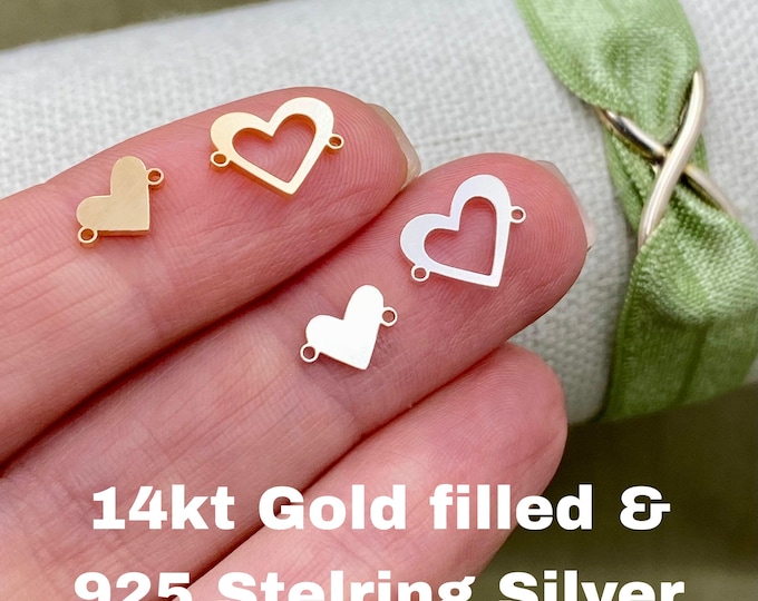 Heart Connector Mother Daughter - 14kt Gold Filled & Sterling Silver Permanent Jewelry Connectors Heart in a Heart Cut Out - USA L51 L52