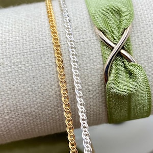 Cadena de eslabones entrelazados - Cadena por pie para joyería permanente - Plata de ley, chapada en oro de 14 kt - C38