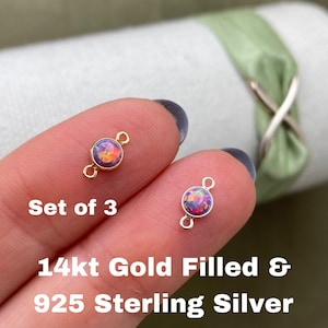 May include: Set of three opal connector charms, one with 14kt gold filled and two with 925 sterling silver.