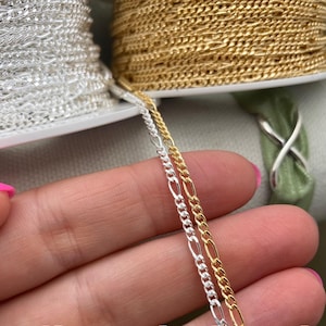 Mid Fig Figaro 2.2mm (Bigger) - Chain by the Foot - Sterling Silver or Gold Filled Figaro Chain 5 + 1 Diamond Cut Permanent Jewelry USA C13