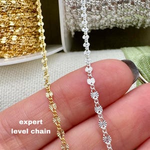 Tiny Twist Sunburst 2.1mm - Chain by the Foot - 14kt Gold Filled or Sterling Silver Chain - Patterned Curb Chain for Permanent Jewelry - C21